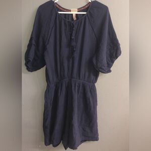 030. Knox rose Navy Blue Boho romper XL